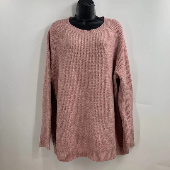Bp Nordstrom Women's Plaited Stitch Crewneck Sweater In Pink Nostalgia SZ 3X NWT - Picture 2 of 12